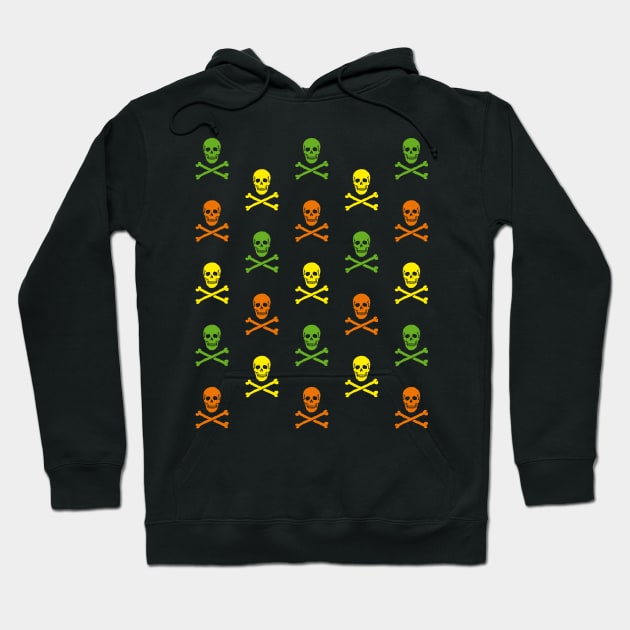 Skull & Crossbones / Jolly Roger (Pattern / Yellow - Green - Orange) Hoodie by MrFaulbaum